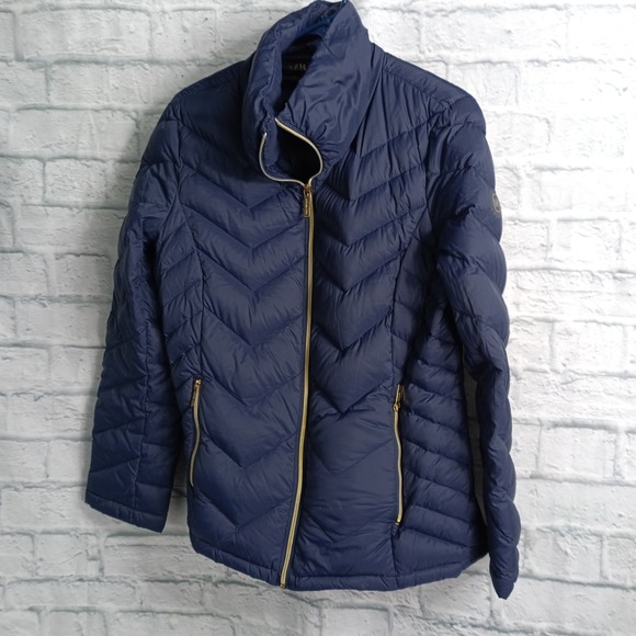 MICHAEL Michael Kors Jacket Womens Large Blue Packable Down Puffer Quilted Zip - Picture 4 of 8